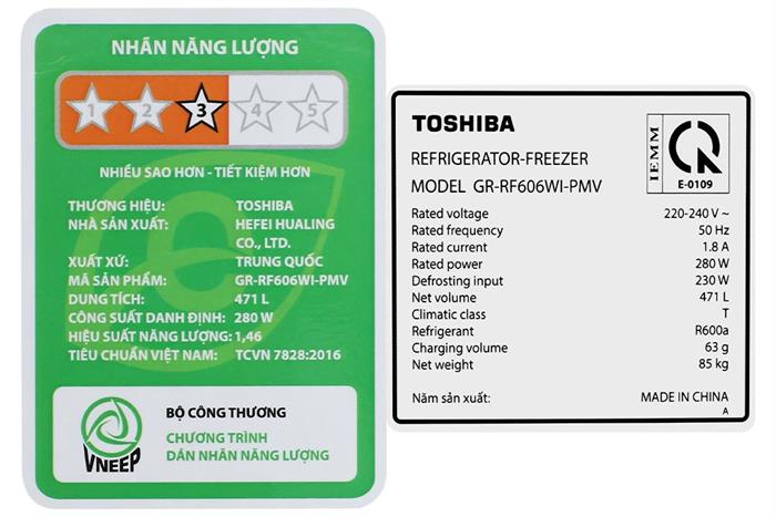 Tủ Lạnh Toshiba Inverter 471 lít Multi Door GR-RF606WI-PMV(60)-AG